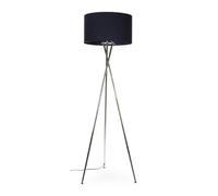 MiniSun | Modern Brushed Chrome Floor Lamp with a Navy Blue Shade | Floor Lamps & Torchieres, Home Décor & Improvement Essential | Includes 6W GLS Bulb [3000K Warm White]