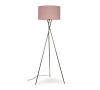 Valuelights Camden Brushed Chrome Tripod Floor Lamp With Pink Drum Lamp Shade In Dusty Pink Dusty Pink