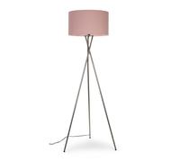 Valuelights Camden Brushed Chrome Tripod Floor Lamp With Pink Drum Lamp Shade In Dusty Pink Dusty Pink