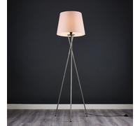 MiniSun | Modern Brushed Chrome Floor Lamp with a Pink Tapered Shade | Floor Lamps & Torchieres, Home Décor & Improvement Essential | Includes 6W LED Bulb [3000K Warm White]