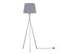 Valuelights Camden Brushed Chrome Tripod Floor Lamp With Tapered Shade And Bulb In Grey Grey