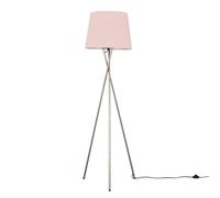 Valuelights Camden Brushed Chrome Tripod Floor Lamp With Tapered Shade And Bulb In Pale Pink Pale Pink