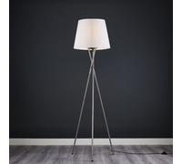 Valuelights Camden Brushed Chrome Tripod Floor Lamp With White Tapered Shade