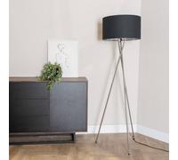 Valuelights Camden Chrome Tripod Floor Lamp With Metallic Chrome Inner Drum Shade In Black Black