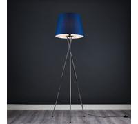 MiniSun | Modern Polished Chrome Floor Lamp with a Navy Blue Tapered Shade | Floor Lamps & Torchieres, Home Décor & Improvement Essential