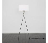 MiniSun | Modern Polished Chrome Floor Lamp with a White Shade | Floor Lamps & Torchieres, Home Décor & Improvement Essential | Includes 6W LED Bulb [3000K Warm White]