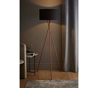 Valuelights Camden Copper Tripod Floor Lamp With Black Drum Shade