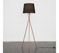 Camden Copper Metal Tripod Floor Lamp with Black Tapered Lamp Shade ValueLights Black One Size