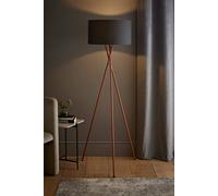 Valuelights Camden Copper Tripod Floor Lamp With Charcoal Drum Shade
