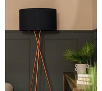 MiniSun | Modern Copper Metal Floor Lamp with a Black Shade | Floor Lamps & Torchieres, Home Décor & Improvement Essential | Includes 6W LED Bulb [3000K Warm White]