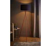 Camden Copper Metal Tripod Floor Lamp with Drum Lamp Shade and Bulb ValueLights Dark Navy One Size
