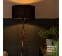Camden Copper Metal Tripod Floor Lamp with Drum Lamp Shade and Bulb ValueLights Dark Navy One Size
