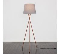Camden Copper Metal Tripod Floor Lamp with Grey Tapered Lamp Shade ValueLights Grey One Size