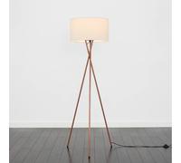 Camden Copper Metal Tripod Floor Lamp with Natural Drum Lamp Shade ValueLights Beige One Size