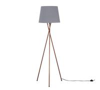 Modern Copper Metal Tripod Floor Lamp with a Grey Tapered Shade - Complete with a 6w LED Bulb [3000K Warm White]