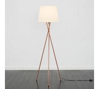 Valuelights Camden Copper Tripod Floor Lamp With Beige Tapered Shade And Bulb