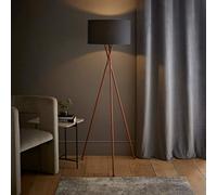 Valuelights Camden Copper Tripod Floor Lamp With Charcoal Drum Shade