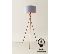 MiniSun | Modern Copper Metal Tripod Floor Lamp with a Grey and Copper Shade | Floor Lamps & Torchieres, Home Décor & Improvement Essential | Includes 6W LED E27 Light Bulb