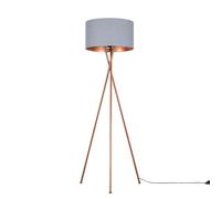 Camden Copper Tripod Floor Lamp with Grey & Copper Lamp Shade and Bulb ValueLights Grey One Size