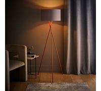 MiniSun | Modern Copper Metal Tripod Floor Lamp with a Grey and Copper Shade | Floor Lamps & Torchieres, Home Décor & Improvement Essential | Includes 6W LED E27 Light Bulb