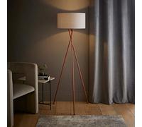 Valuelights Camden Copper Tripod Floor Lamp With Grey Drum Shade
