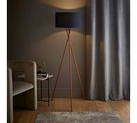 Valuelights Camden Copper Tripod Floor Lamp With Navy Drum Shade