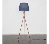 Valuelights Camden Copper Tripod Floor Lamp With Navy Tapered Shade And Bulb