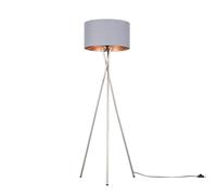 MiniSun | Modern Brushed Chrome Floor Lamp with a Grey and Copper Shade | Floor Lamps & Torchieres, Home Décor & Improvement Essential | Includes 6W GLS Bulb [3000K Warm White]