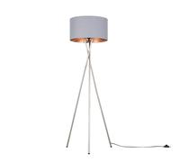 MiniSun | Modern Brushed Chrome Floor Lamp with a Grey and Copper Shade | Floor Lamps & Torchieres, Home Décor & Improvement Essential | Includes 6W GLS Bulb [3000K Warm White]