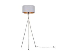 MiniSun | Modern Brushed Chrome Floor Lamp with a Grey and Gold Shade | Floor Lamps & Torchieres, Home Décor & Improvement Essential | Includes 6W GLS Bulb [3000K Warm White]