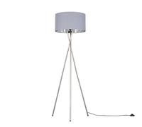Camden Grey & Metal Shade & Brushed Chrome Tripod Floor Lamp with Bulb ValueLights Metallic Silver One Size