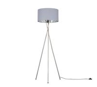 Camden Grey & Metal Shade & Brushed Chrome Tripod Floor Lamp with Bulb ValueLights Metallic Silver One Size