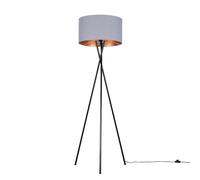 MiniSun | Modern Gloss Black Metal Floor Lamp with a Grey and Copper Shade | Floor Lamps & Torchieres, Home Décor & Improvement Essential | Includes 6W LED Bulb [3000K Warm White]