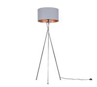 Valuelights Camden Grey & Metallic Shade & Chrome Tripod Floor Lamp With Bulb In Copper Copper
