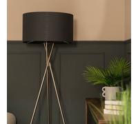 MiniSun | Modern Polished Chrome Floor Lamp with a Dark Grey Shade | Floor Lamps & Torchieres, Home Décor & Improvement Essential | Includes 6W LED Bulb [3000K Warm White]