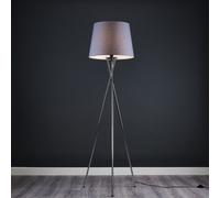 MiniSun | Modern Polished Chrome Floor Lamp with a Grey Tapered Shade | Floor Lamps & Torchieres, Home Décor & Improvement Essential
