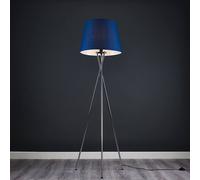 MiniSun | Modern Polished Chrome Floor Lamp with a Navy Blue Tapered Shade | Floor Lamps & Torchieres, Home Décor & Improvement Essential
