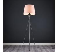 MiniSun | Modern Polished Chrome Floor Lamp with a Pink Tapered Shade | Floor Lamps & Torchieres, Home Décor & Improvement Essential