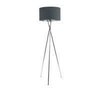 ValueLights Camden Charcoal & Chrome Shade Tripod Floor Lamp & Bulb