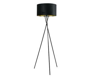 ValueLights | Camden Tripod Floor Lamp Gloss Black with Black Velvet & Gold Inner Shade & Warm White Bulb | Floor Lamps, Home Décor & Improvement Essential