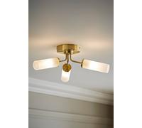 ValueLights | Gold 3 Way Ceiling Light Fitting with Reeded Glass Shade | Close-to-Ceiling Lights, Home Décor & Improvement Essential | IP44 Bathroom | Mains Wired