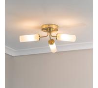 Valuelights Canya 3 Way Ip44 Rated Bathroom Frosted Reeded Glass Flush Ceiling Light In Gold Gold One Size