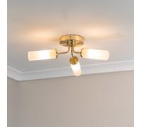 Canya 3 Way IP44 Rated Bathroom Frosted Reeded Glass Flush Ceiling Light ValueLights Gold One Size