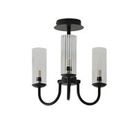 ValueLights | Canya 3 Way Matte Black Ribbed Glass Chandelier Style Ceiling Light with Bulbs | Ceiling Lights, Home Décor & Improvement Essential