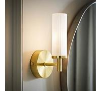 Valuelights Canya Brushed Gold Ip44 Rated Bathroom Frosted Reeded Glass Wall Light