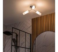 Valuelights Canya Chrome Ip44 Bathroom 3 Way Reeded Glass Flush Ceiling Light With Led Bulbs