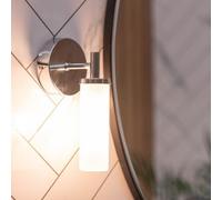 Valuelights Canya Chrome Ip44 Rated Bathroom Frosted Reeded Glass Wall Light With Led Bulb