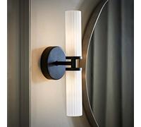 Canya Up and Down 2 Way IP44 Rated Bathroom Frosted Reeded Glass Wall Light ValueLights Black One Size