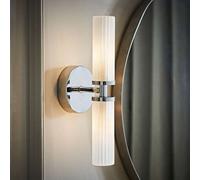 Canya Up and Down 2 Way IP44 Rated Bathroom Frosted Reeded Glass Wall Light ValueLights Silver One Size