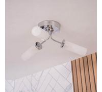 MiniSun | Modern 3 Way Polished Silver Chrome and Reeded Glass Shade Ceiling Light Fitting | Home Décor, Bedside & Desk Lamp | Mains Wired